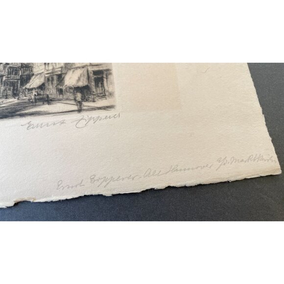 Ernst Zipperer Etching Of European Street Scene On Cream Paper - Picture 10 of 13